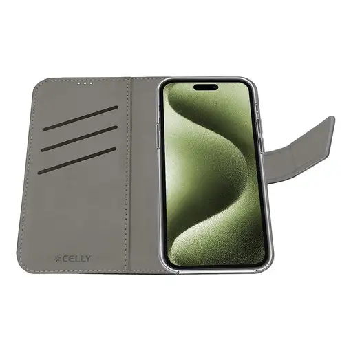 Celly WALLY1078 funda para teléfono móvil 15,5 cm (6.1'') Funda cartera Negro