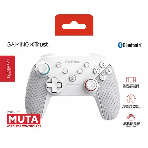 Trust GXT 1246W MUTA Blanco Bluetooth Gamepad Nintendo Switch, Nintendo Switch Lit