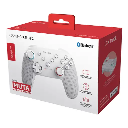 Trust GXT 1246W MUTA Blanco Bluetooth Gamepad Nintendo Switch, Nintendo Switch Lit