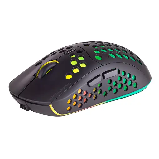 Mars Gaming MMW3, Ratón Gaming Inalámbrico, RGB Flow, Ultraligero 79g, 3200DPI, Ne