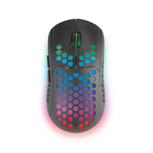 Mars Gaming MMW3, Ratón Gaming Inalámbrico, RGB Flow, Ultraligero 79g, 3200DPI, Ne