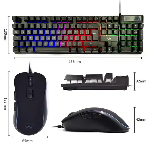 Ewent PL3201 teclado Ratón incluido Juego USB QWERTY Español Negro