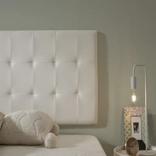 Cabecero De Cama 135 Capitone Cuadros Polipiel 152X57X5Cm Blanco