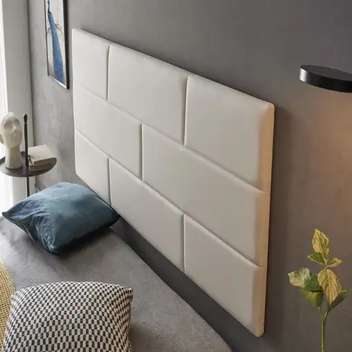Cabecero De Cama 100 Muro Ladrillos De Polipiel 112X57X5Cm Blanco