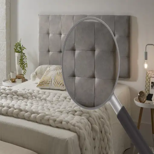 Cabecero De Cama 100 Capitone Cuadros Tela Antimanchas 112X57X5Cm Gris