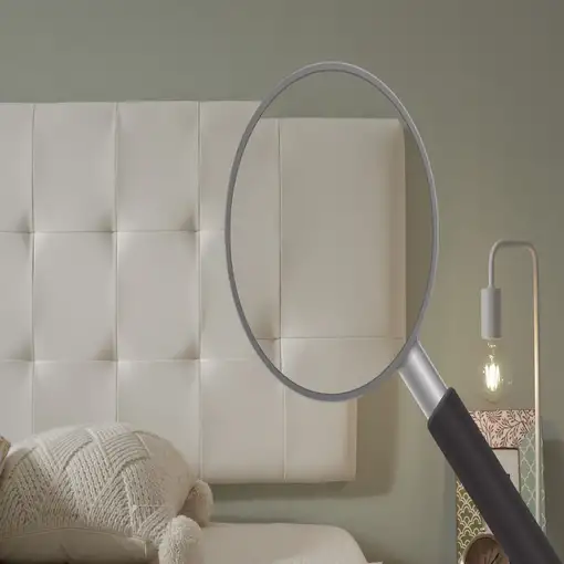 Cabecero De Cama 105 Capitone Cuadros Polipiel 112X57X5Cm Blanco