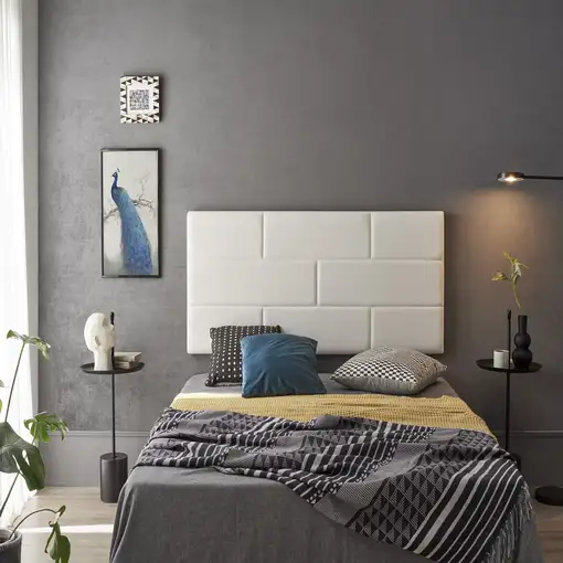 Cabecero De Cama 110 Muro Ladrillos De Polipiel 112X57X5Cm Blanco