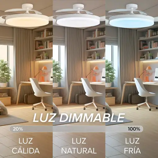 Ventilador de techo con luz, aspas retráctiles, 72 W, Concept Ova 3NOD