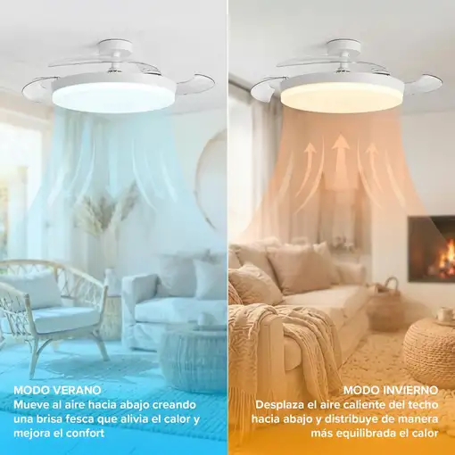 Ventilador de techo con luz, aspas retráctiles, 72 W, Concept Ova 3NOD