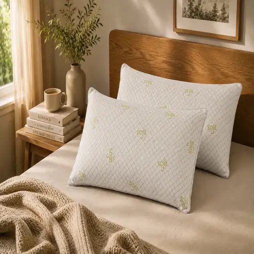 Pack 2 Almohadas Viscoelástica Soja 75 cm Firmeza Media Ergonómicas Adaptables