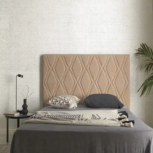 Cabecero Rubí Para Cama De 150 De Tela Camel 154X115X8. Matris
