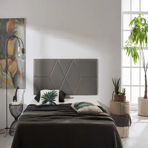 Cabecero De Cama 100 Dos Rombos Polipiel 112X57X5Cm Gris