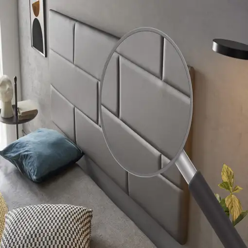 Cabecero De Cama 90 Muro Ladrillos De Polipiel 112X57X5Cm Gris