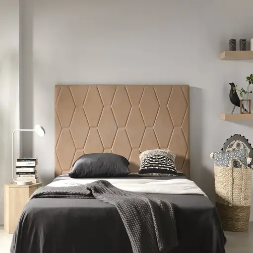 Cabecero Ágata Para Cama De 80 De Tela Camel 115X115X8. Matris
