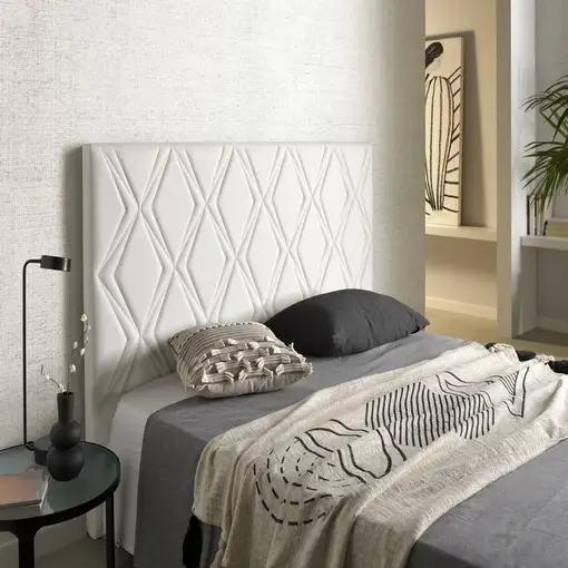 Cabecero Rubí Para Cama De 150 De Polipiel Blanco 154X115X8. Matris