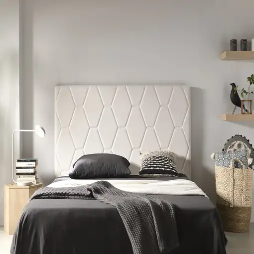 Cabecero Ágata Para Cama De 150 De Polipiel Blanco 154X115X8. Matris