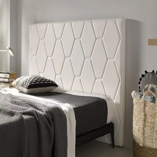 Cabecero Ágata Para Cama De 150 De Polipiel Blanco 154X115X8. Matris
