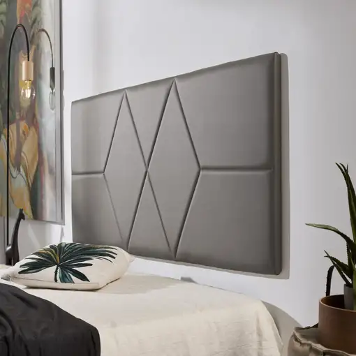 Cabecero De Cama 80 Dos Rombos Polipiel 112X57X5Cm Gris