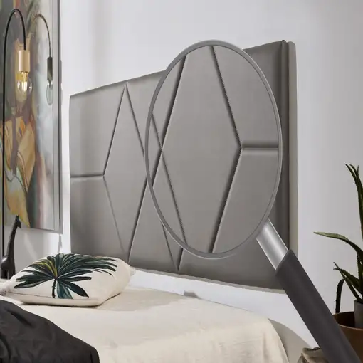Cabecero De Cama 80 Dos Rombos Polipiel 112X57X5Cm Gris