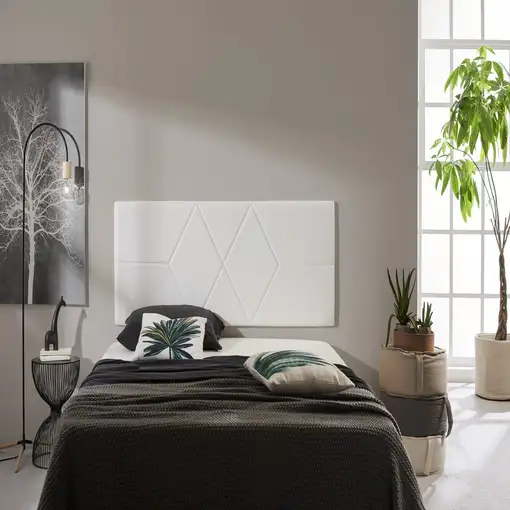 Cabecero De Cama 135 Dos Rombos Polipiel 152X57X5Cm Blanco