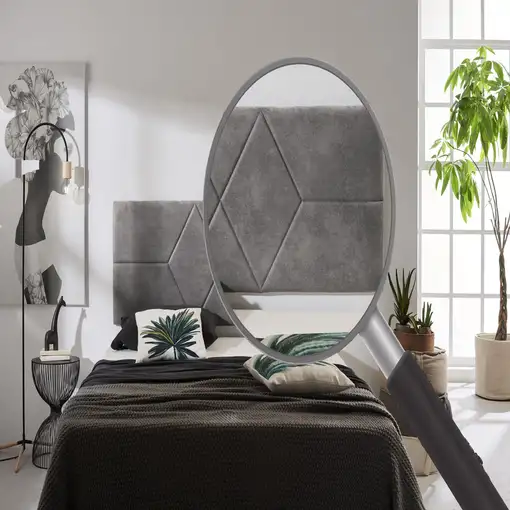 Cabecero De Cama 80 Dos Rombos Tela Antimanchas 112X57X5Cm Gris