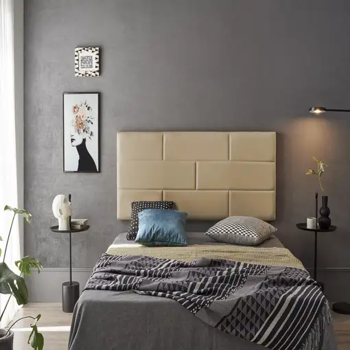 Cabecero De Cama 80 Muro Ladrillos De Polipiel 112X57X5Cm Camel Claro