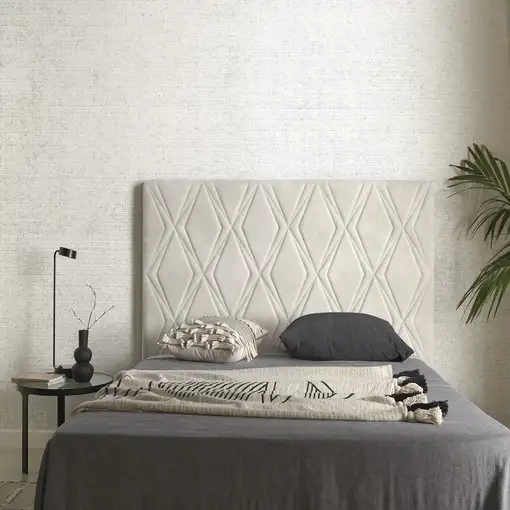 Cabecero Rubí Para Cama De 140 De Tela Blanco Roto 154X115X8. Matris