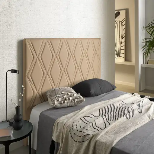 Cabecero Rubí Para Cama De 140 De Polipiel Camel 154X115X8. Matris