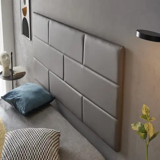 Cabecero De Cama 140 Muro Ladrillos De Polipiel 152X57X5Cm Gris