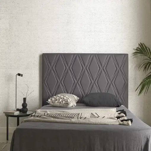 Cabecero Rubí Para Cama De 140 De Polipiel Gris 154X115X8. Matris
