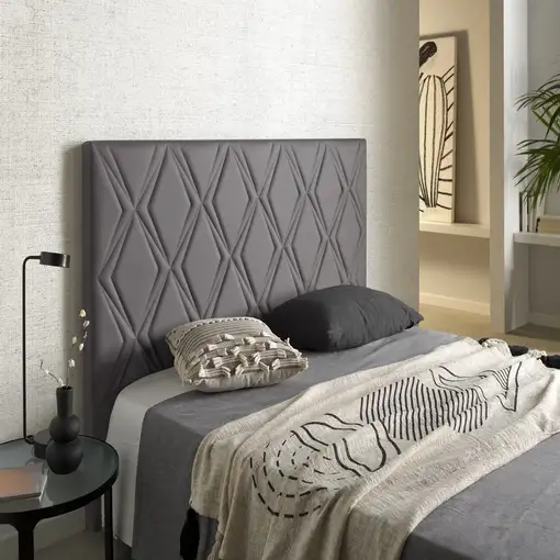 Cabecero Rubí Para Cama De 140 De Polipiel Gris 154X115X8. Matris