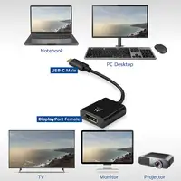 Ewent EW9825 adaptador de cable de vídeo 0,15 m USB Tipo C DisplayPort Negro