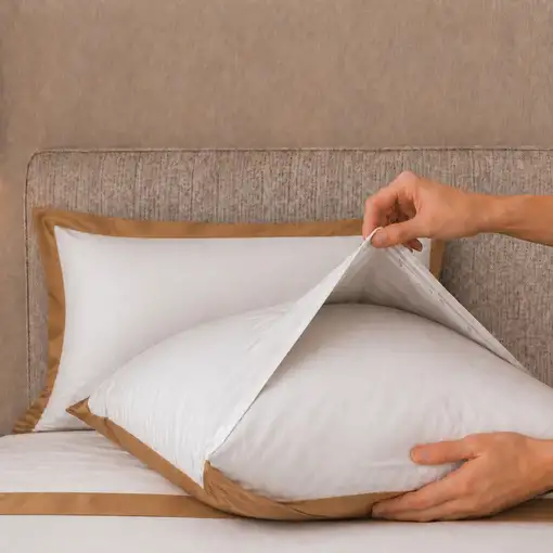 Juego de Sábanas Cama Individual en Algodón con Aplicación de Satén Beige