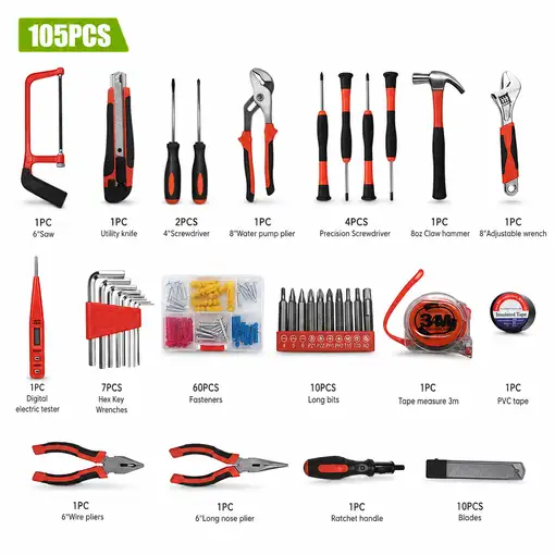 Kit de Herramientas Karawan con Maletín para Reparación, Hogar y Bricolaje