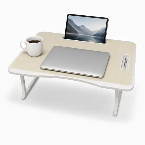 Mesa Plegable para Cama Karawan 60x40x27 cm, Portátil, Multiuso para Ordenador, Ta
