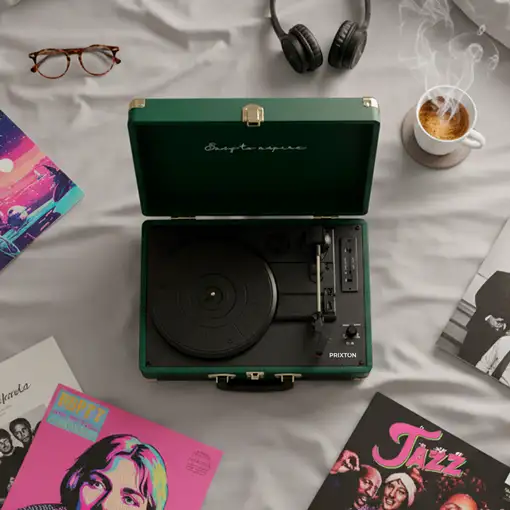 Tocadiscos Bluetooth VC400 PRIXTON Reproductor y Convertidor - Verde Oscuro