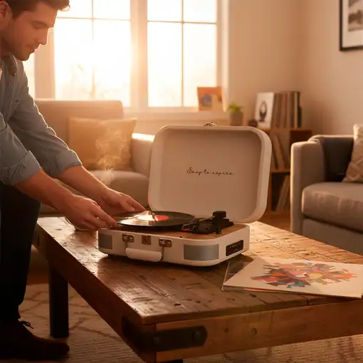 Tocadiscos Bluetooth VC600 PRIXTON Reproductor y Convertidor de Vinilos - Crema