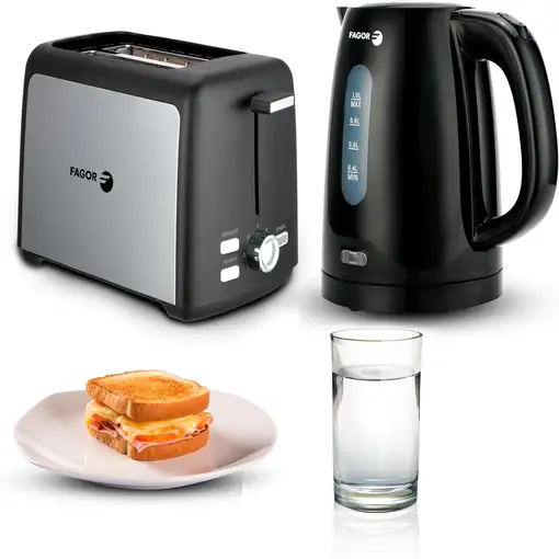 Pack Tostador 2 Ranuras con Hervidor Eléctrico 1,7L Apagado Automático Fagor Pack Tostador 2 Ranuras con Hervidor Eléctrico 1,7L Apagado Automático Fagor