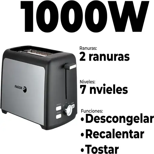 Pack Tostador 2 Ranuras con Hervidor Eléctrico 1,7L Apagado Automático Fagor