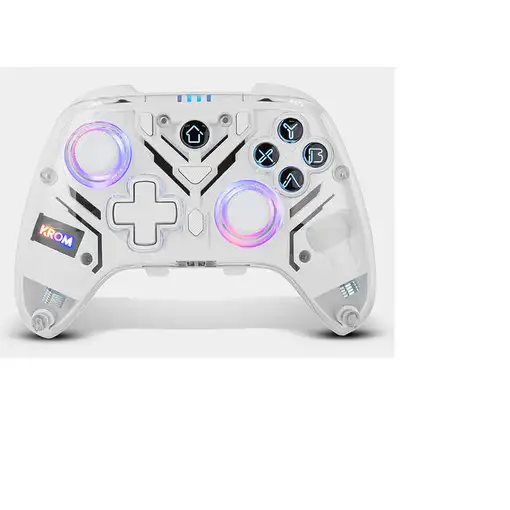Krom NXKROMKRYSTAL mando y volante Transparente, Blanco Bluetooth/USB Gamepad Anal