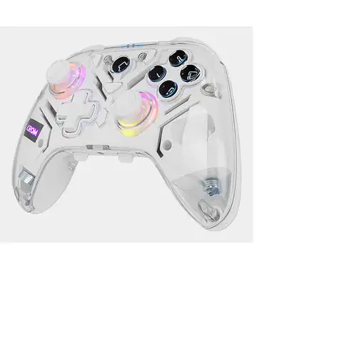 Krom NXKROMKRYSTAL mando y volante Transparente, Blanco Bluetooth/USB Gamepad Anal