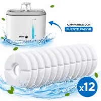 Pack 12 Filtros de Carbón Activado para Fuente de Agua de Gatos y Perros Fago