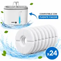 Pack 24 Filtros de Carbón Activado para Fuente de Agua de Gatos y Perros Fagor