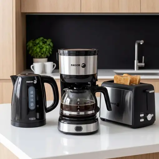 Pack Cafetera 1,5L Hervidor 1,7L y Tostador 2 Ranuras Fagor Breakfast Collection