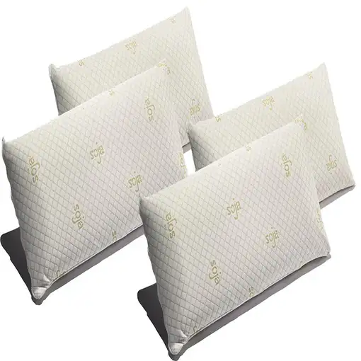 Pack 4 Almohadas Viscoelástica Soja 90 cm Firmeza Media Ergonómicas Adaptables
