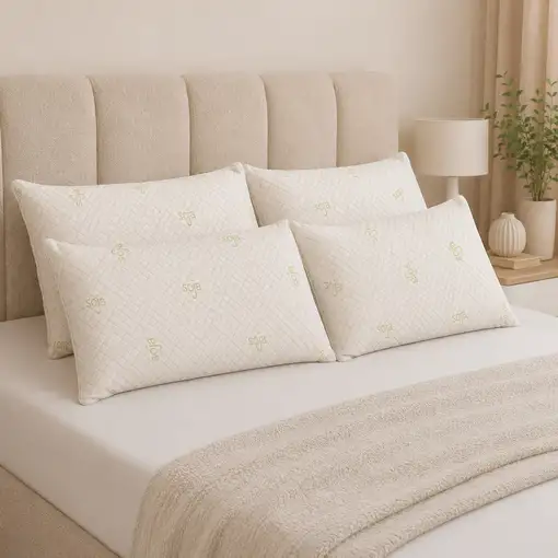 Pack 4 Almohadas Viscoelástica Soja 150 cm Firmeza Media Ergonómicas Adaptables