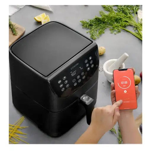 Freidora de aire negra, 5.5 L, 1700 W, Smart Chef Edition COSORI