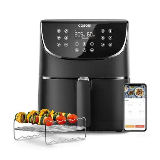 Freidora de aire negra, 5.5 L, 1700 W, Smart Chef Edition COSORI