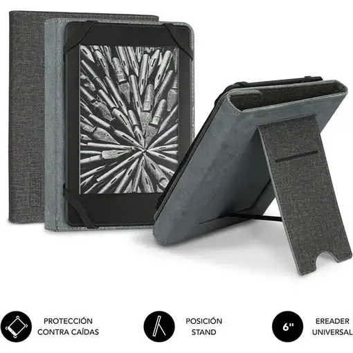 Funda Libro Electrónico Clever Ebook Stand Case 6'' Gris