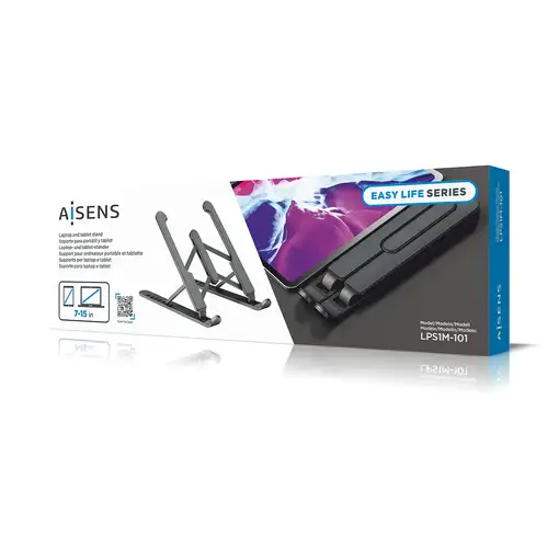 AISENS Soporte De Sobremesa Ajustable Para Portatil / Tablet, Gris Oscuro